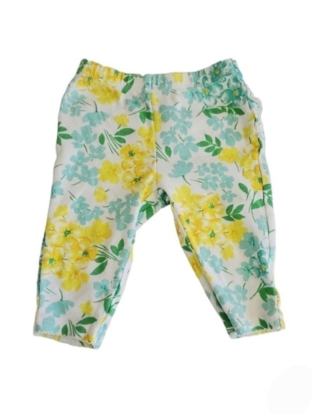 K1188 * Carter's Girls Floral Ruffle Butt Leggings Green White Yellow Size 3M